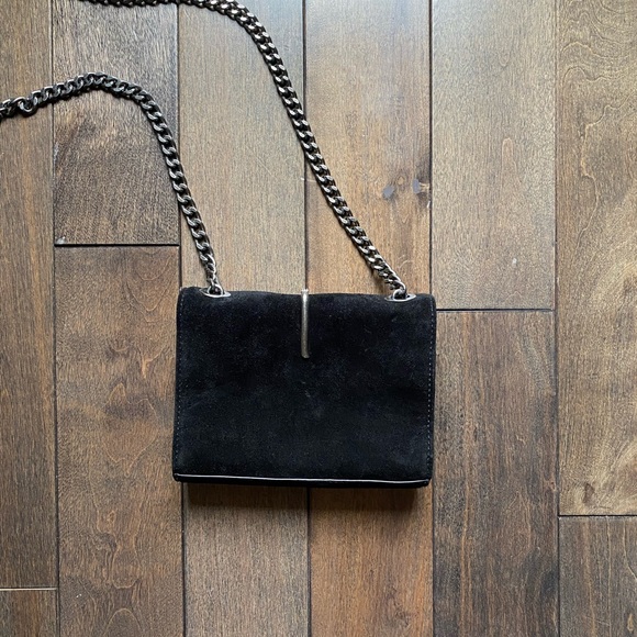 Zara Metallic Detail Leather Crossbody Bag. Black colour. - Picture 13 of 14